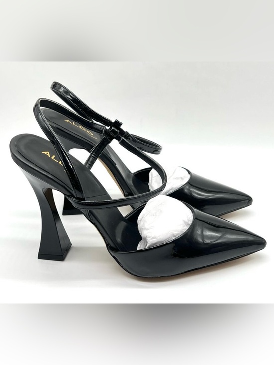 Aldo Shoes - Aldo Black Patent Square Block Heel Slingbacks